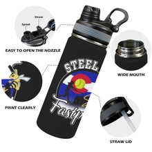 Load image into Gallery viewer, Steel City Sting Name n Number Waterbottle Duo Lid Insulated Water Bottle with Dual-Use Lid (18oz)
