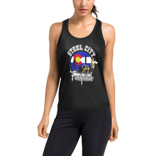 Load image into Gallery viewer, Steel city Sting Racer back with lastname black Women&#39;s Racerback Tank Top (Model T60)
