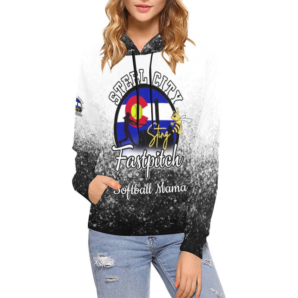 Steel City Sting Mama LasNname/FirstName/NickName/Number san All Over Print Hoodie for Women (USA Size) (Model H13)