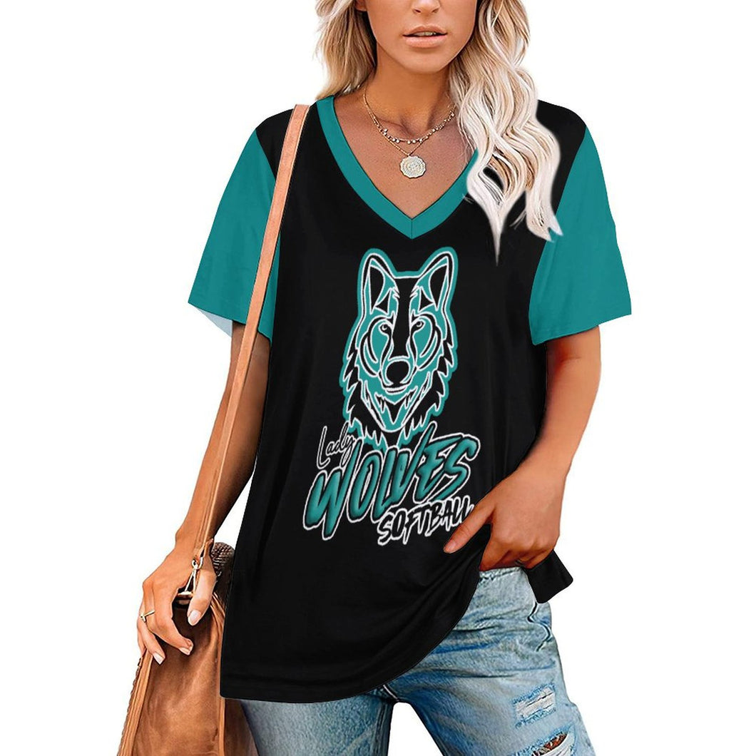 Women's Short-Sleeve V-Neck T-Shirt V Neck Short-sleeve Women Shirt Printed