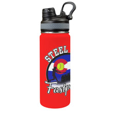 Load image into Gallery viewer, Steel City Name n Numeber Red Waterbottle Duo LidN Insulated Water Bottle with Dual-Use Lid (18oz)
