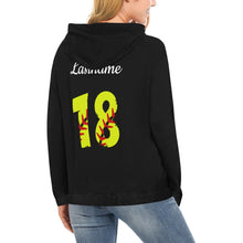 Load image into Gallery viewer, Steel City Sting Name Number Softball numbers All Over Print Hoodie for Women (USA Size) (Model H13)
