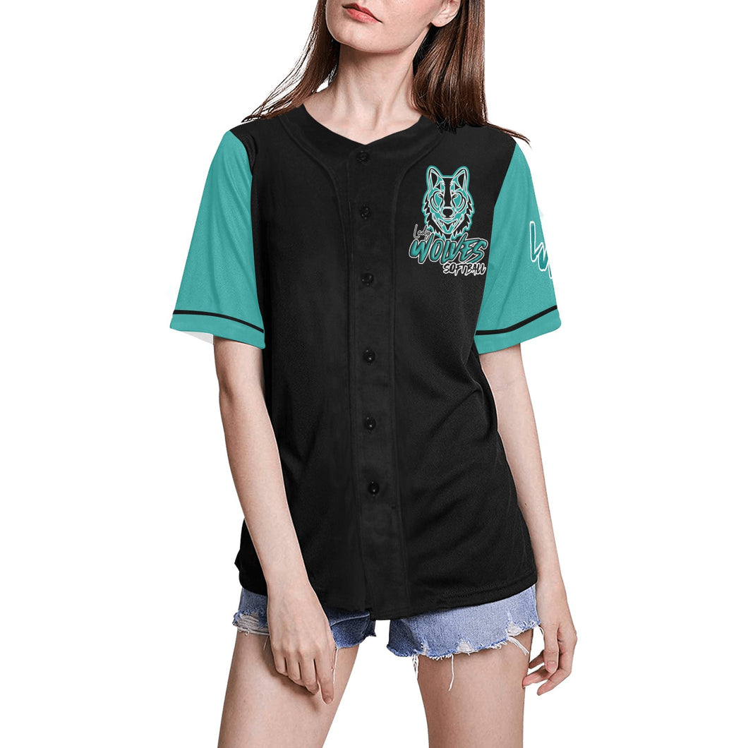 Lady Wolves Plain4 med 1 All Over Print Baseball Jersey for Women (Model T50)