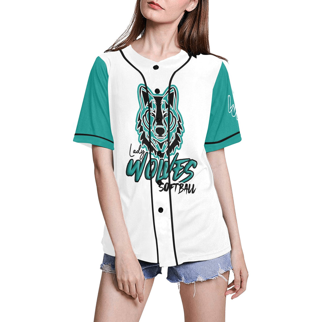 Lady Wolves Sleeves All Over Print Baseball Jersey for Women (Model T50)