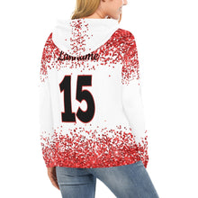 Load image into Gallery viewer, Steel City Name Number Red splatter All Over Print Hoodie for Women (USA Size) (Model H13)
