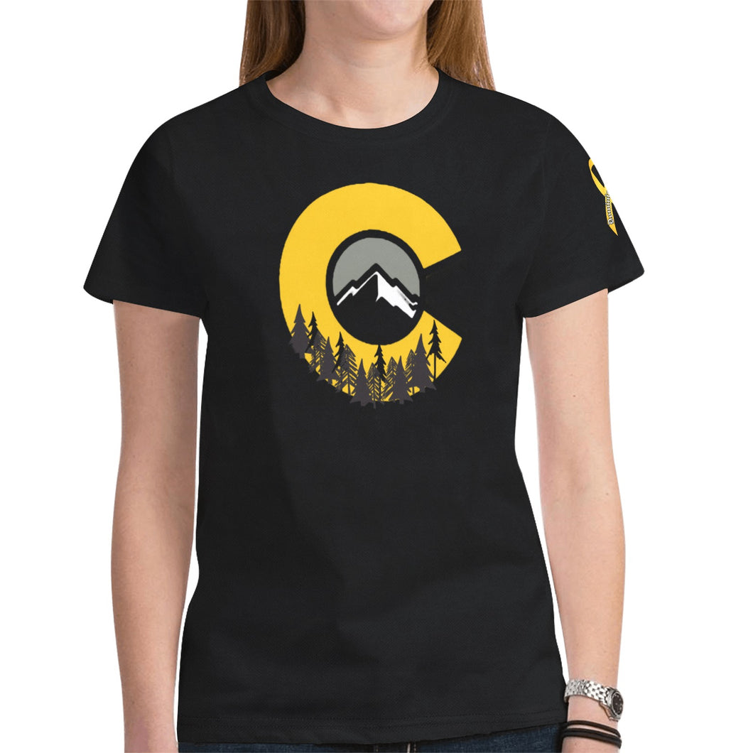 PRAY Dom Black Yellow Black CO New All Over Print T-shirt for Women (Model T45)