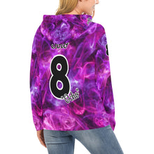 Load image into Gallery viewer, Pueblo Steel Logo purple PS Last name/Number Nickname swirls All Over Print Hoodie for Women (USA Size) (Model H13)
