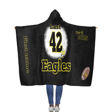 Load image into Gallery viewer, East Football Flannel Hooded Blanket 56&#39;&#39;x80&#39;&#39;
