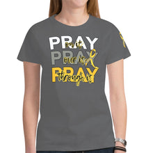 Load image into Gallery viewer, PRAY Dom Black Yellow Grey New All Over Print T-shirt for Women (Model T45)
