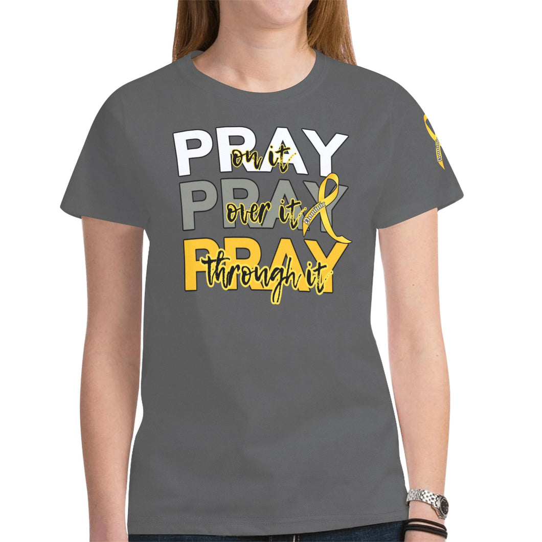 PRAY Dom Black Yellow Grey New All Over Print T-shirt for Women (Model T45)