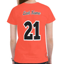 Load image into Gallery viewer, Chaos Orange Custom Name Number New All Over Print T-shirt for Women (Model T45)
