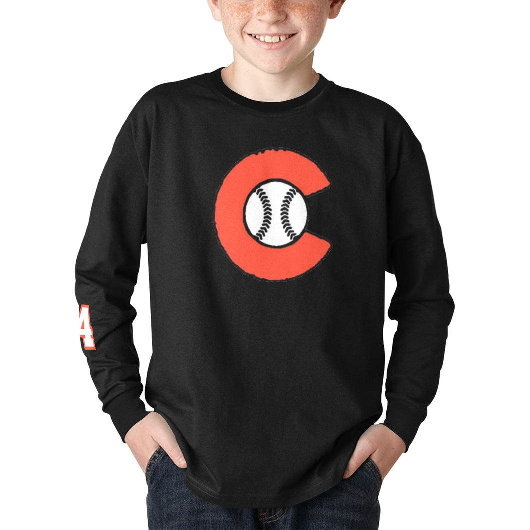 Chaos Long Sleeve Youth Number Kids' Rib Cuff Long Sleeve T-shirt (Model T64)