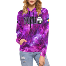 Load image into Gallery viewer, Pueblo Steel Logo purple PS Last name/Number Nickname swirls All Over Print Hoodie for Women (USA Size) (Model H13)
